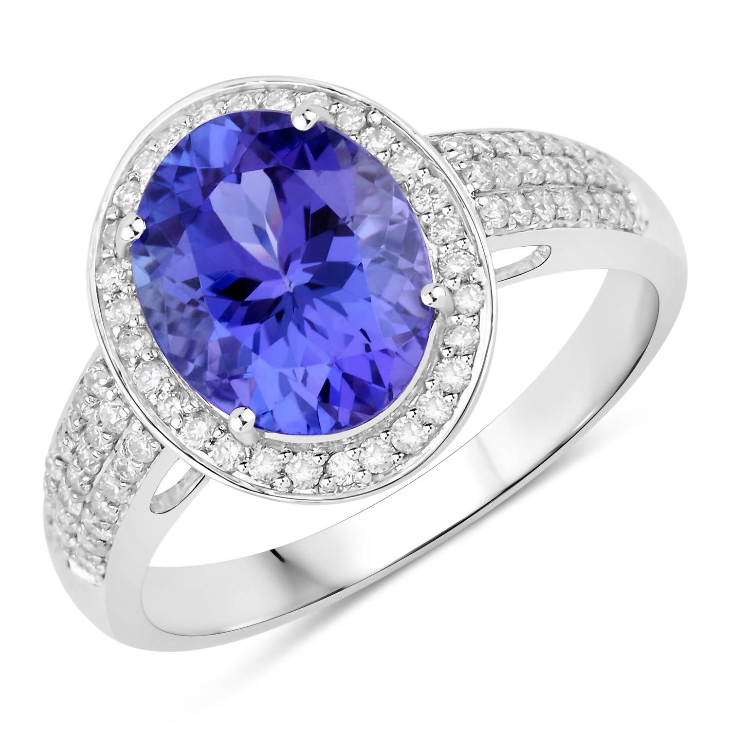 Diana M Jewels Women's Oval Natural Tanzanite Fashion Ring (3.11 Ct) - Signature Plus in 14k white gold - women's jewelry