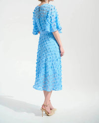 Joseph Ribkoff - 3d Florals Belted Chiffon Dress