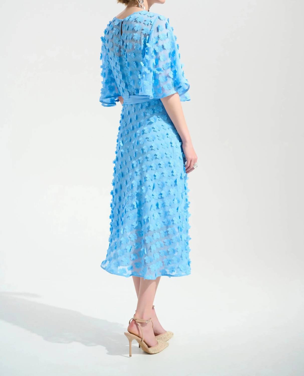 Joseph Ribkoff - 3d Florals Belted Chiffon Dress