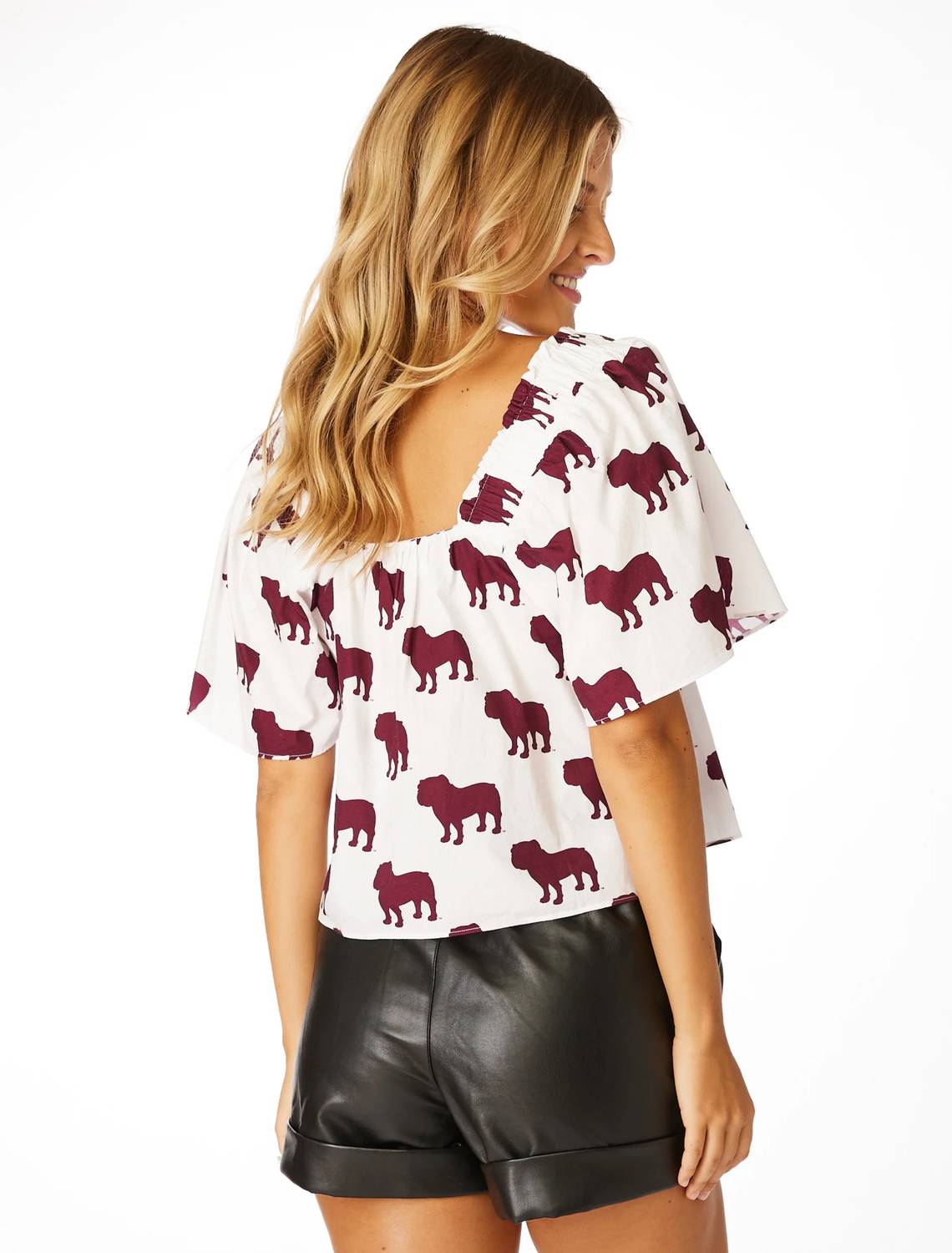 Stewart Simmons - Bulldog Poplin Accent Sleeve Top