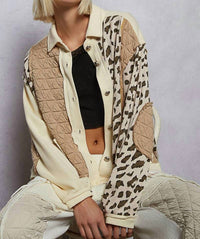 POL Floral Animal Print Contrast Color Block Quilted Jacket in cream multi - women's jacket - view 4