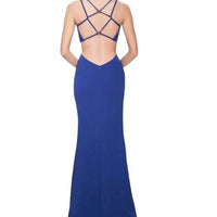 La Femme - High Slit Strappy Back Gown Dress
