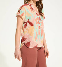 FDJ Crinkle Print Top in camo - women's blouse - detail view