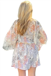 Floral Printed String Waist Kimono