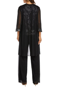 R&M Richards - 3-Piece Beaded Neck Duster Pants Set