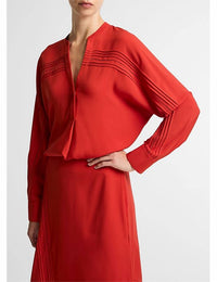 Vince - Pintuck Half Placket Blouse