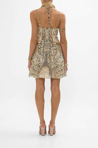 Camilla - Flared V-neck Mini Dress With Hardware