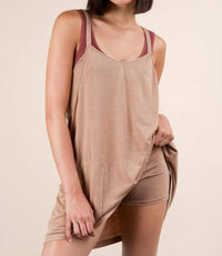 Very J - Mineral Washed Knit Mini Dress with Shorts Inside