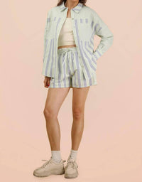 VERY J Stripe Woven Shirt And Shorts Set - Plus in blue sage - men's item - view 6