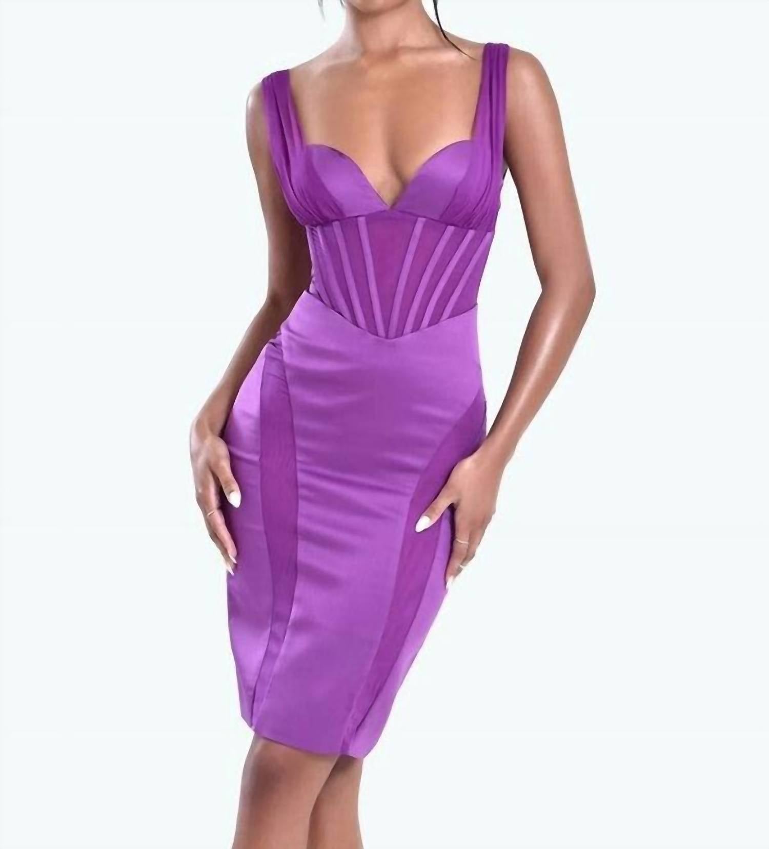 Miss Circle - Women's Dahlia Mesh Corset Satin Dress