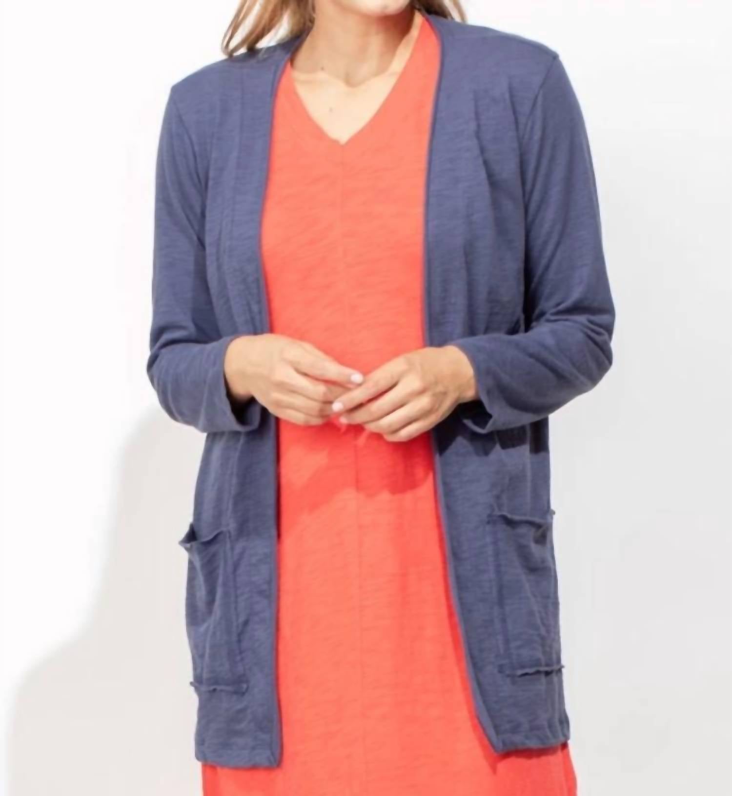 Escape - Cotton Slub Open Front Cardigan