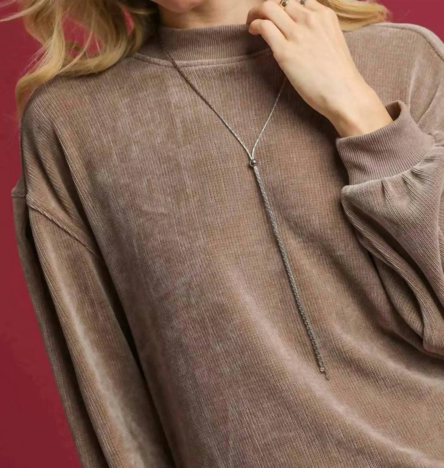 Umgee - Velour Crewneck Sweatshirt