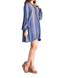 Velzera - Floral Paisley Keyhole Neckline Mini Dress