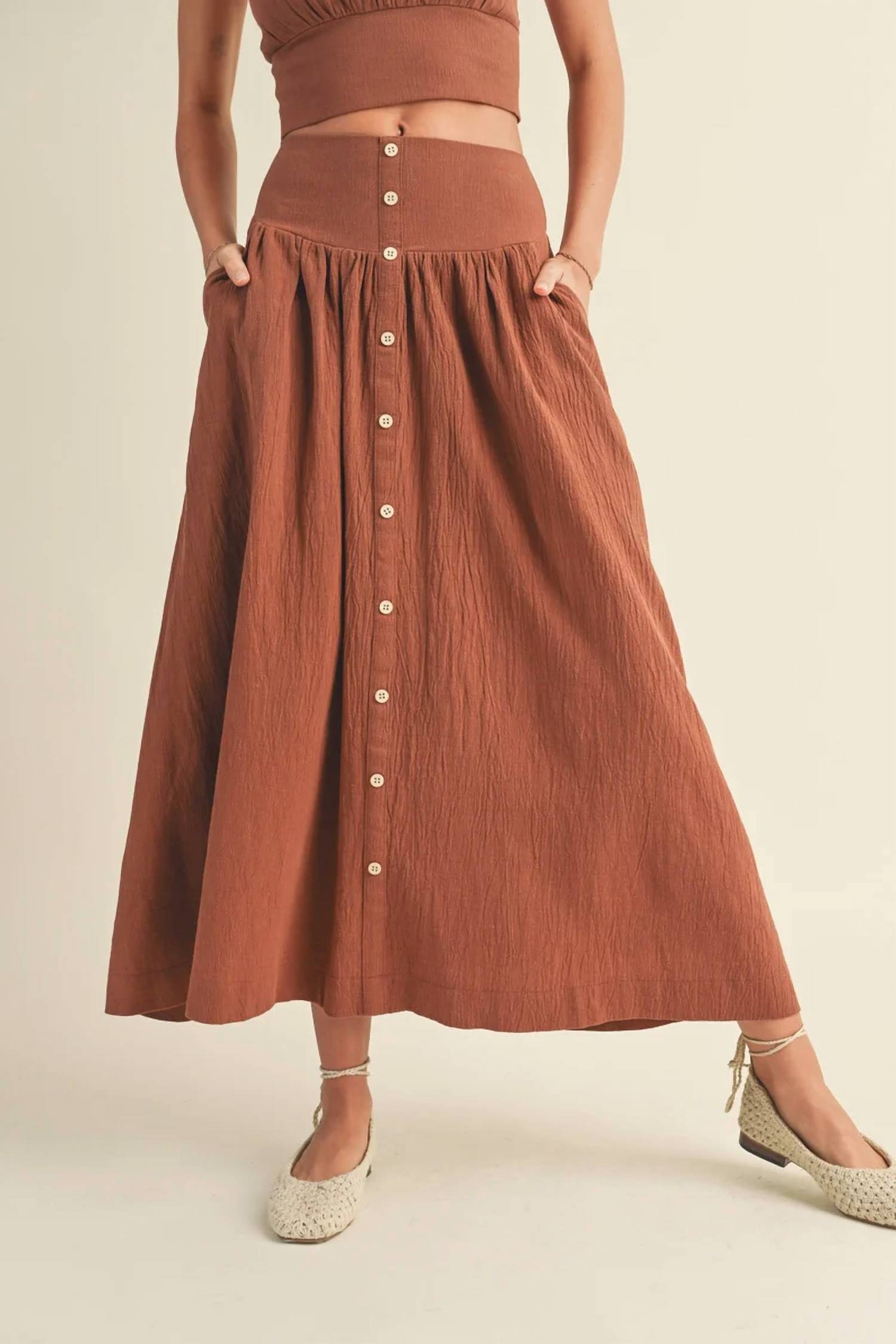 Miou Muse - Button-down Maxi Skirt