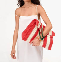 Clare V. - Summer Simple Poppy Crochet Stripe Tote Bag
