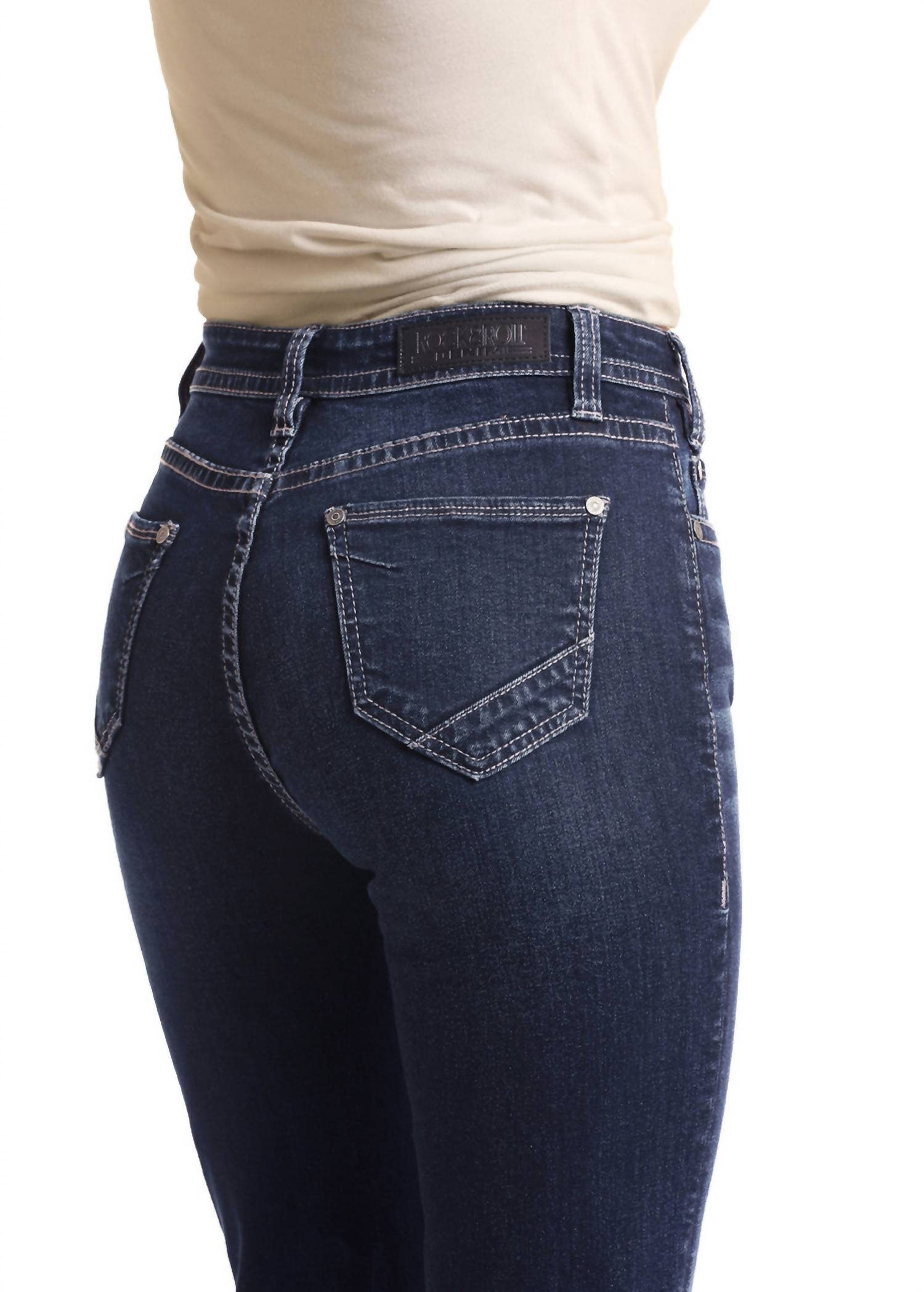 Rock & Roll Denim - Women's High Rise Extra Stretch Button Fly Trouser Jeans