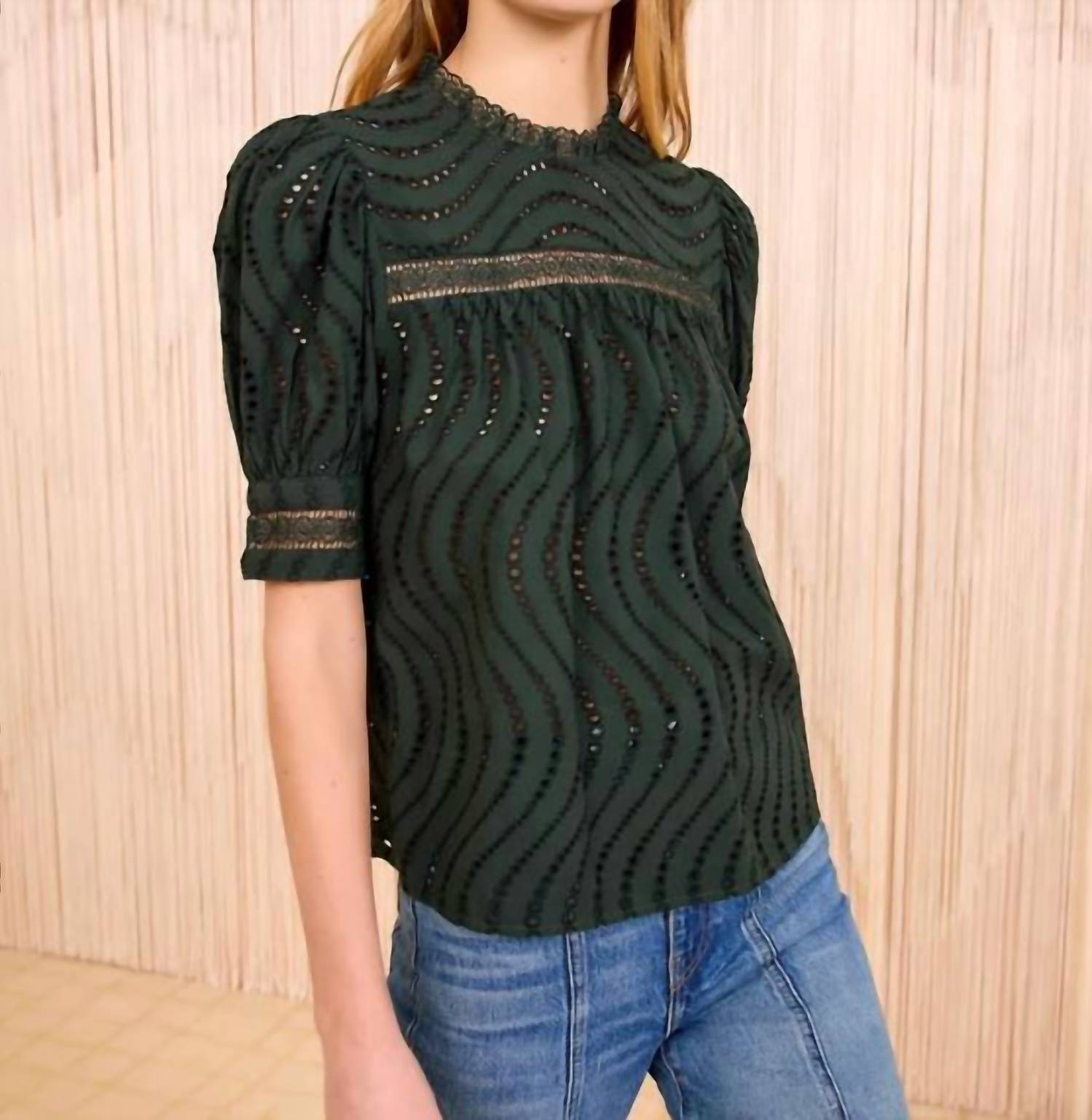 Ulla Johnson - Virginia Water Washed Eyelet Poplin Lace Collar Blouse