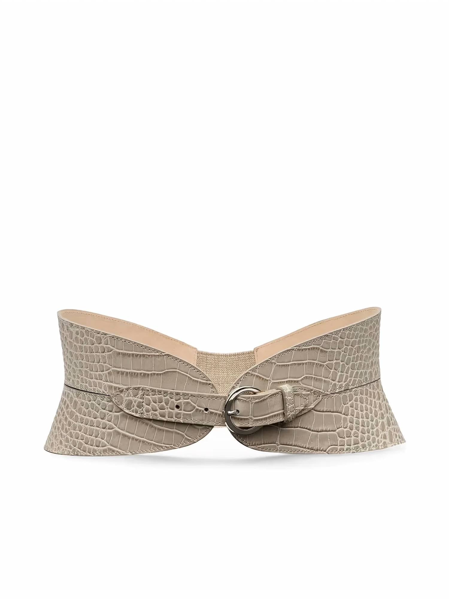L'Agence - Alexandra Croc-embossed Corset Belt