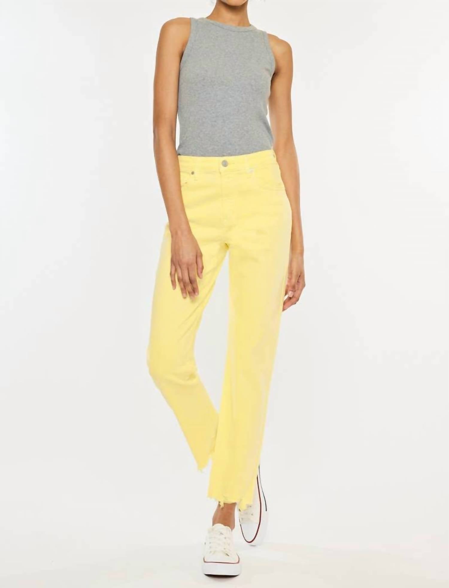 KanCan High Rise Straight Fit Jean in yellow - women's jeans - view 5