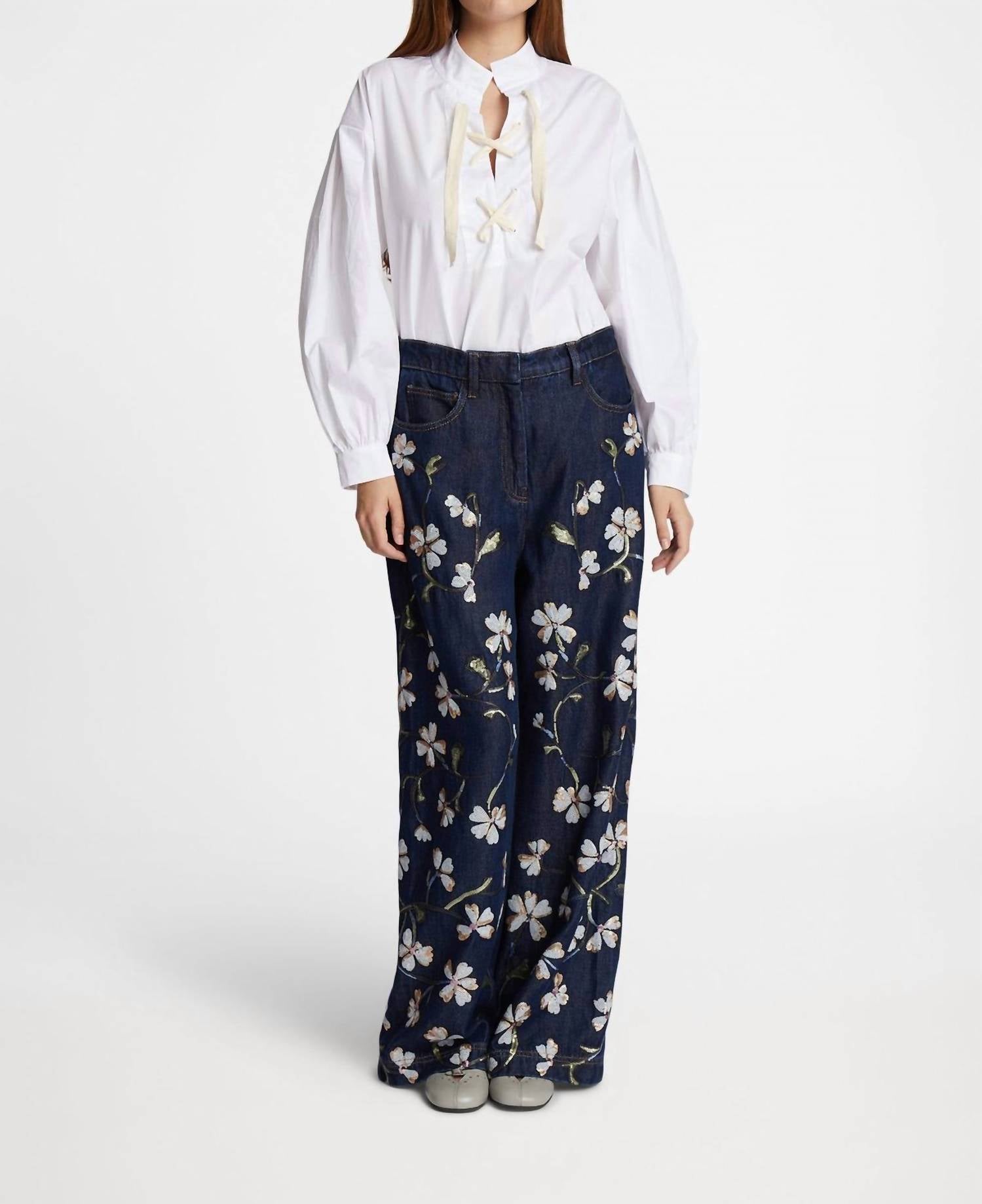 MUNTHE Felise Long Sleeve Top in white - women's long sleeve top