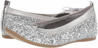 Nina Girls Esther Ballet Flat Shoes in silver chunky glitter - kids' shoe - detail view