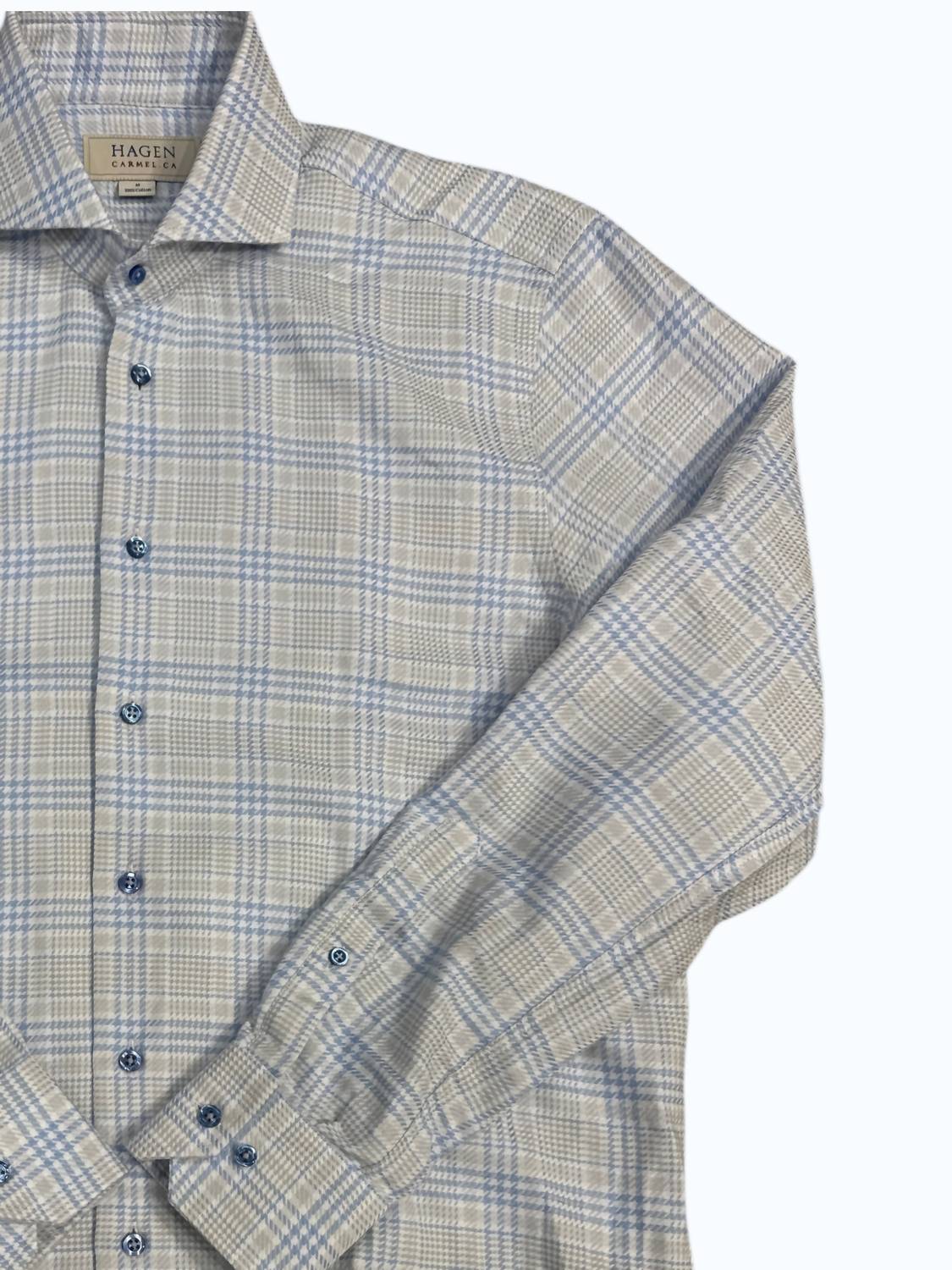Hagen Men's Button Down Shirt in blue white - men's shirt - detail view