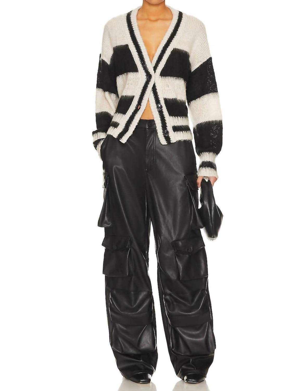 STEVE MADDEN Becca V-neck Cardigan in black multi - women's cardigan