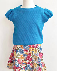 Sadie & Sage - Girl's Pearl Ruffle Cap Sleeve Top