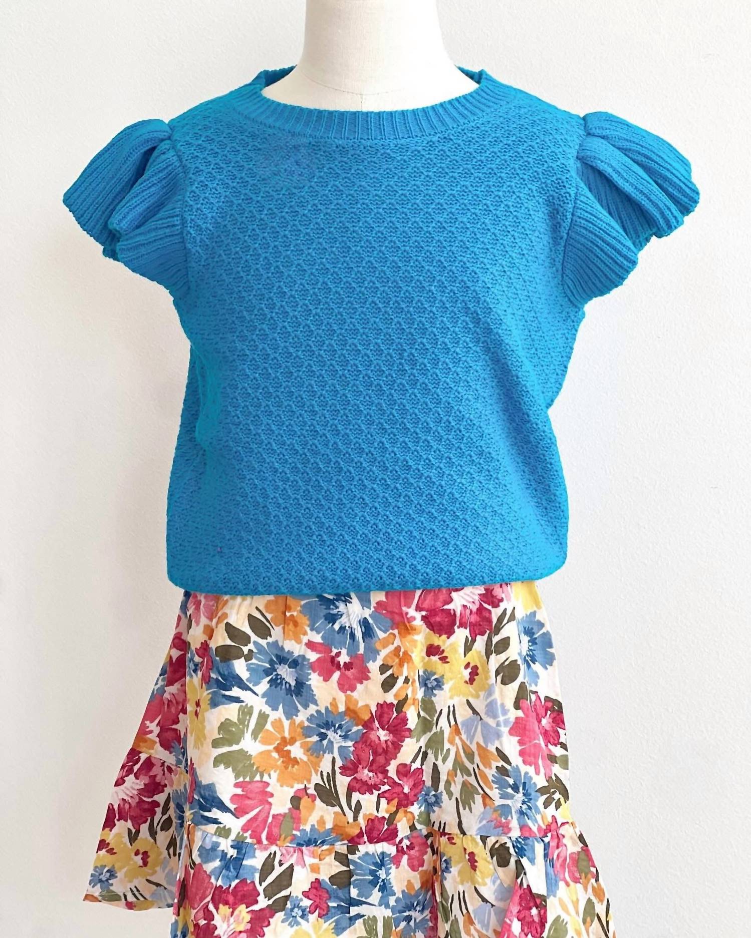 Sadie & Sage - Girl's Pearl Ruffle Cap Sleeve Top