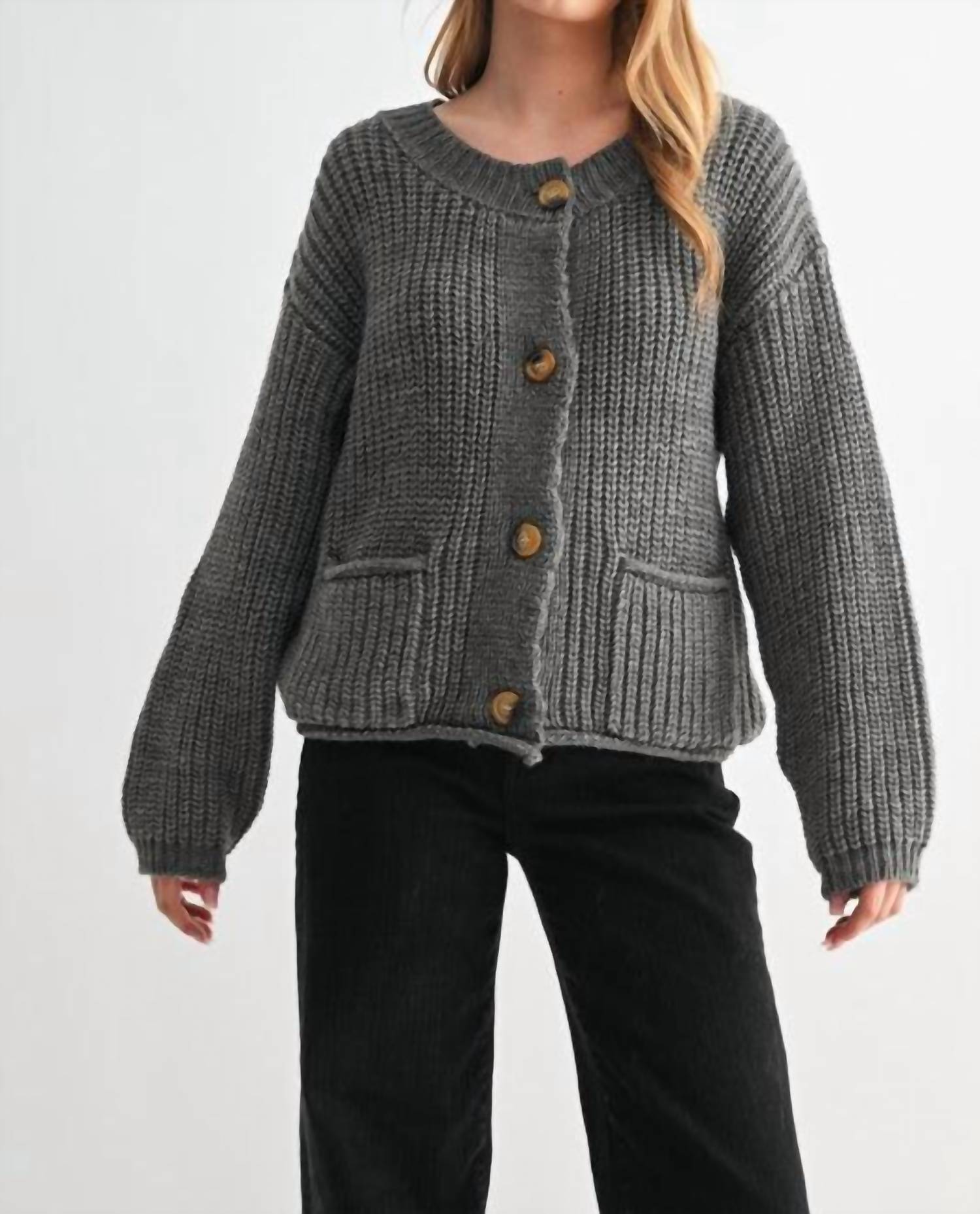 Fun 2 Fun - Chunky Knit Sweater Cardigan