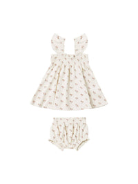 Quincy Mae Smocked Jersey Dress in summer flower - kids' dress - detail view