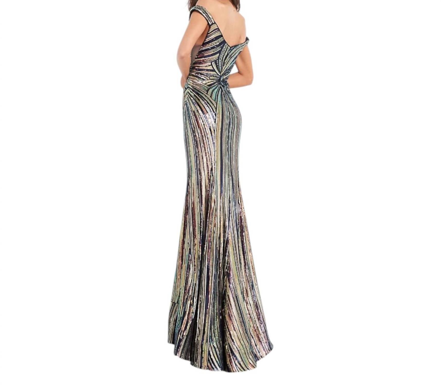 Jovani - Off-the-Shoulder Mermaid Dress
