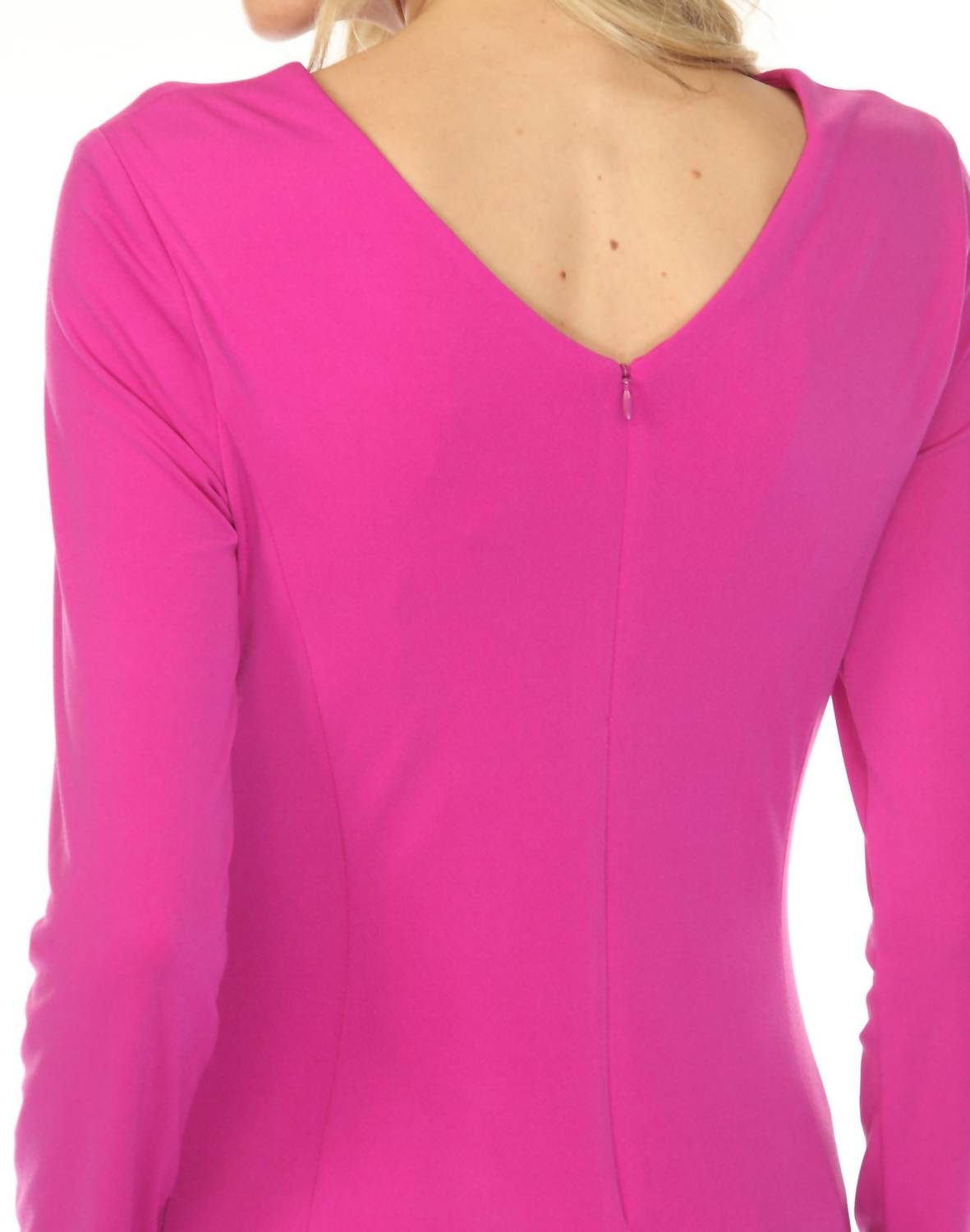 Joseph Ribkoff Gathered Keyhole Neck Sheath Midi Dress in cosmos violet - women's dress - view 6