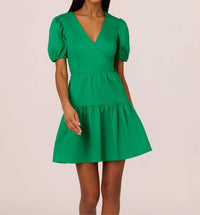 Adrianna Papell - Short Puff Sleeve Tiered Dress