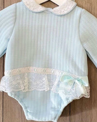 Beau Kid Girl's Romper And Hat Matching Set in blue - kids' item - detail view