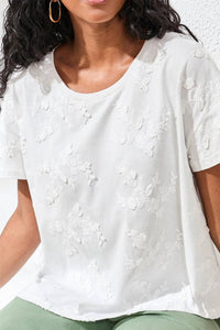 Tribal - Short Sleeve Embellished Crewneck Top