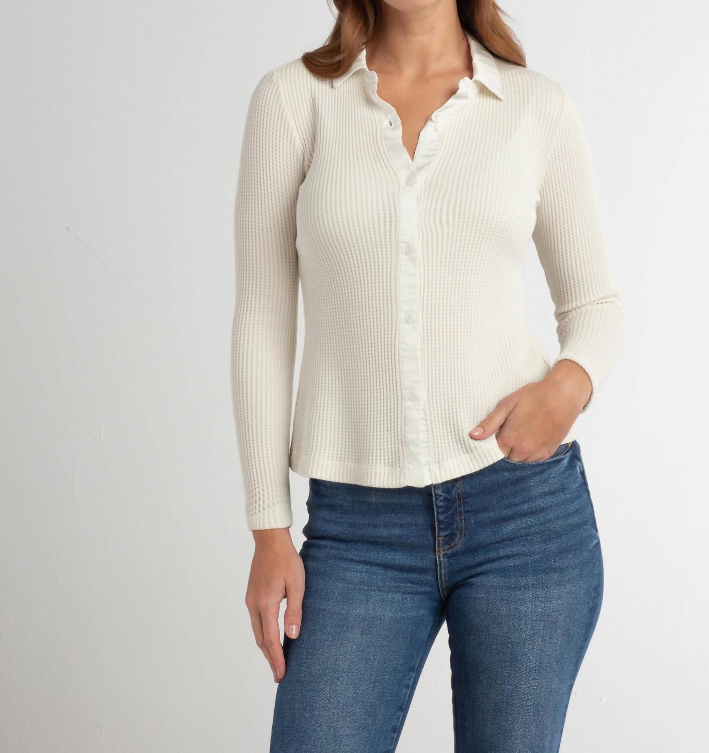 Red Haute - Collared Button Down Top