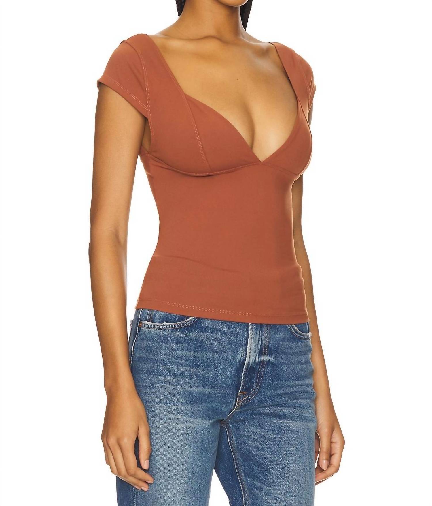Free People Duo Corset Cami in chocolate malt - women's t-shirt - alternate view