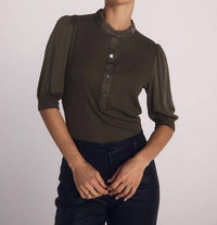 Bella Dahl - Short Sleeve Placket Mixed Shirt