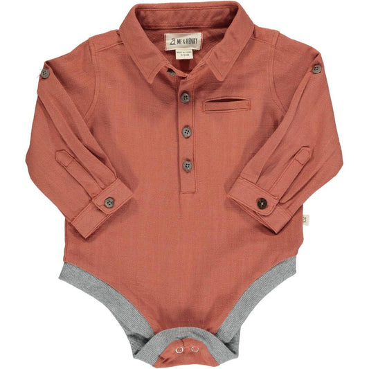 Me & Henry - Boy's Jasper Cotton Woven Onesie