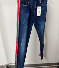 Frank Lyman - Distressed Denim Jeans With Side Stripe
