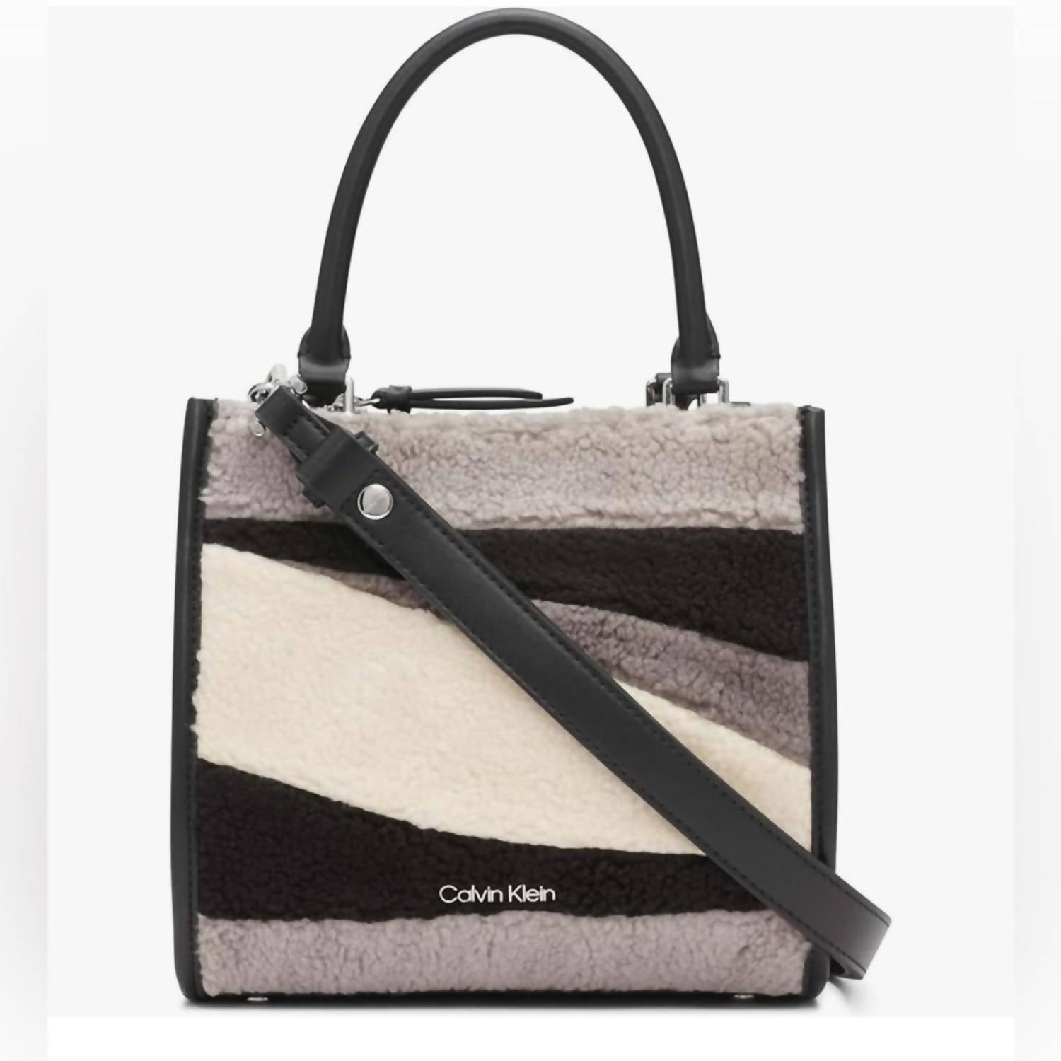 CALVIN KLEIN Women's Shoulder Bag in black and cream - women's bag