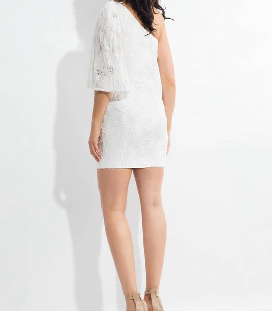 Rachel Allan - Rosette Lace One Shoulder Cocktail Dress