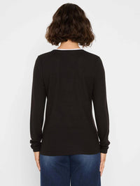 Nic + Zoe - Cozy Jersey Double Layer Split Neck Tee