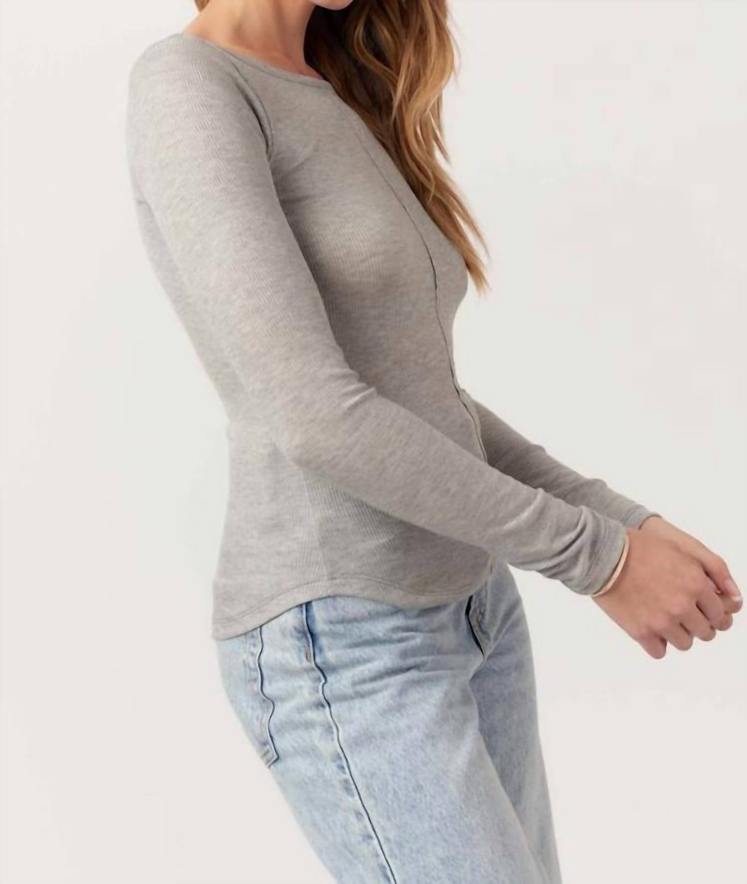 Project Social T - Yoko Seamed Boatneck Rib Longsleeve Top