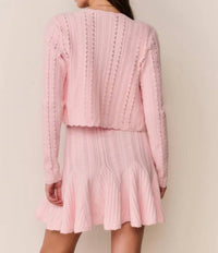 LoveShackFancy Peridot Long Sleeve Cardigan in pink - women's cardigan - alternate view