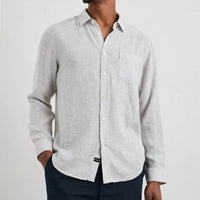 Rails Connor Top in ghurka white stripe - men's long sleeve top