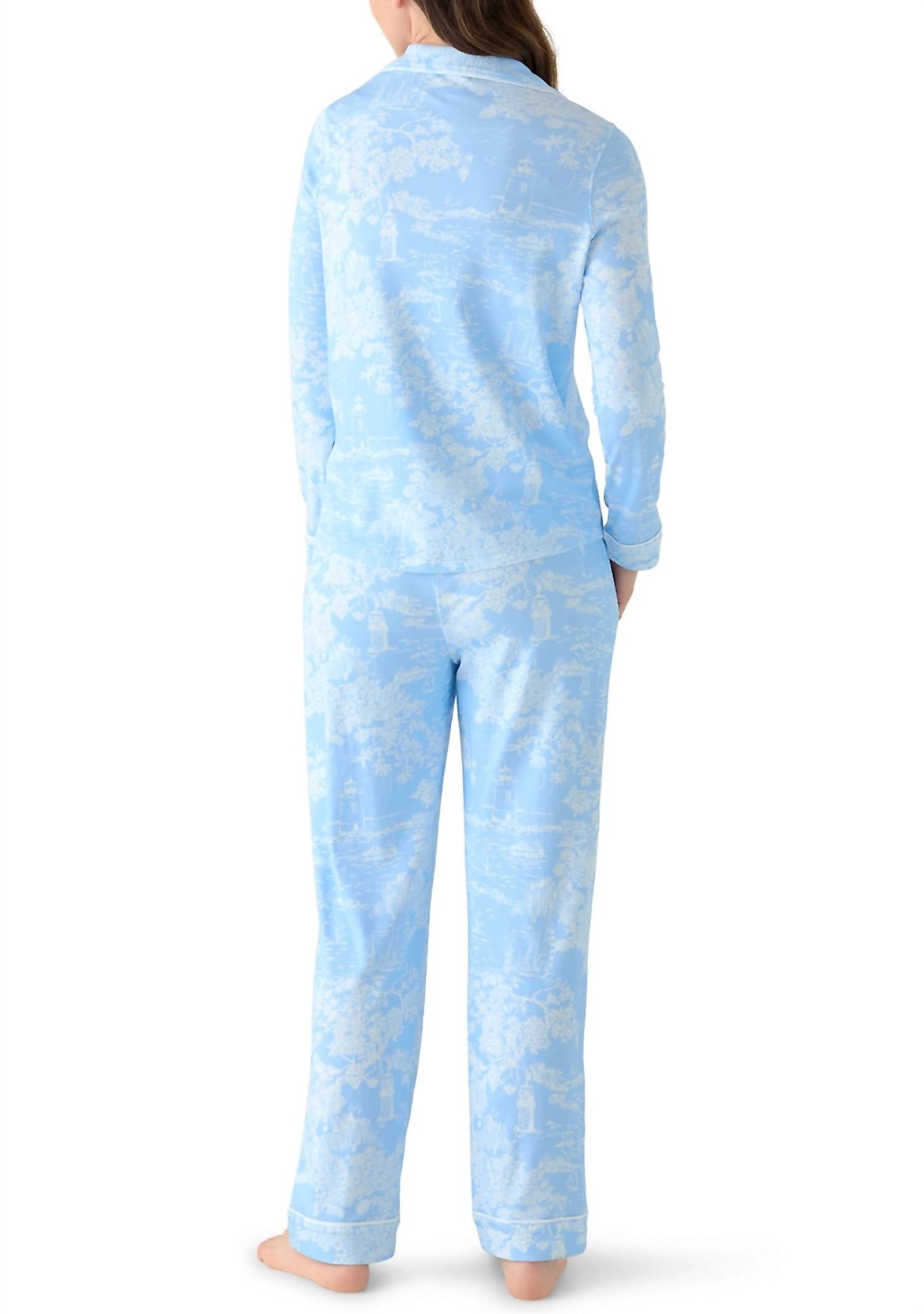 vineyard vines Pima Cotton Long Sleeve Sleep Set in viney toile - women's intimate - detail view
