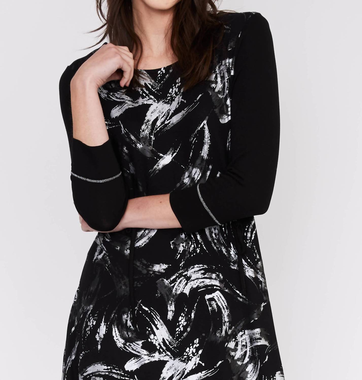 Dolcezza - Knit Brush Stroke Print Dress