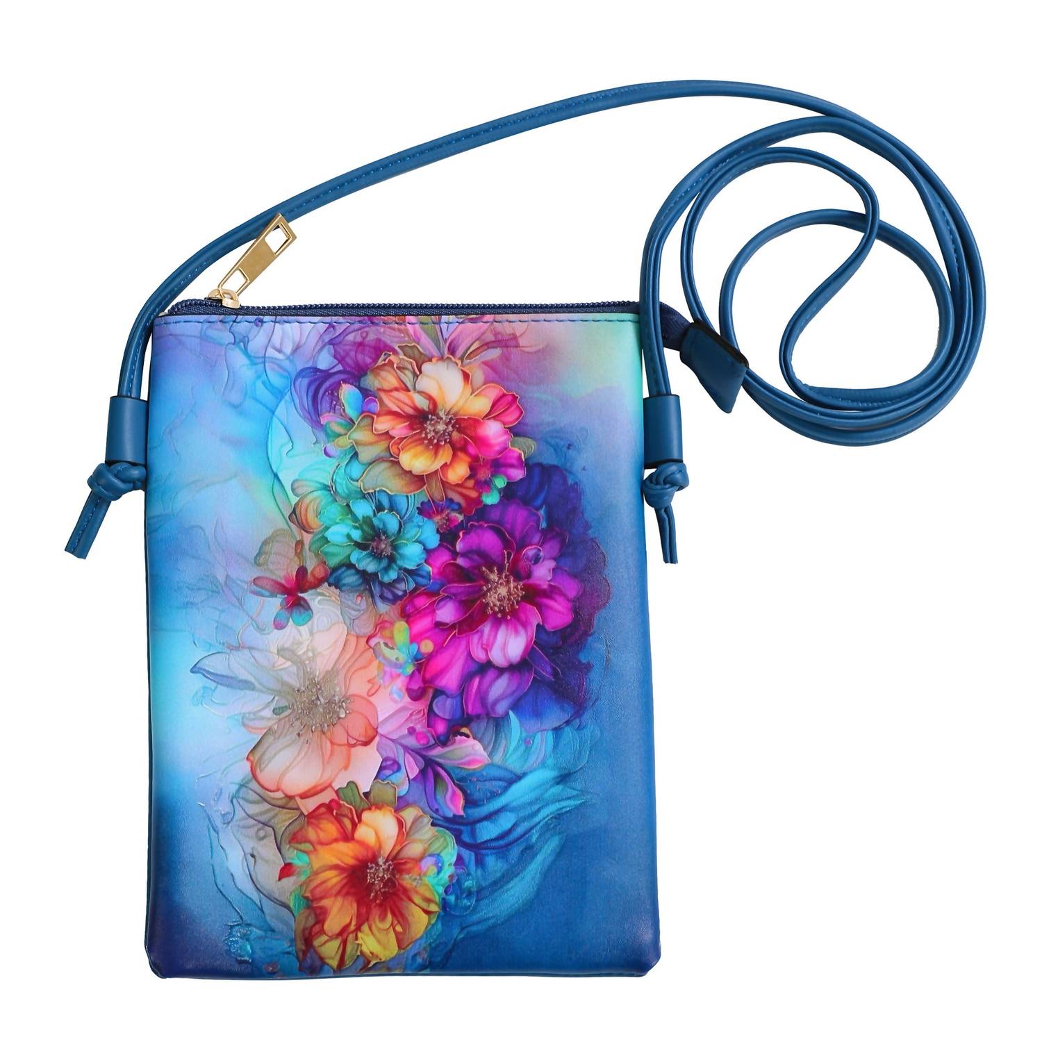 Shine Mark Accessories - Women's Midnight Bloom Crossbody Cell Phone Bag